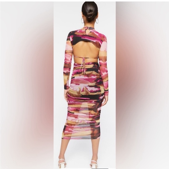 Forever 21 Abstract print Mesh Midi Dress - Picture 6 of 8